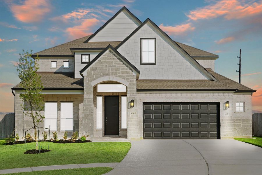Front exterior of a new home in Beacon Hill, Waller, TX, highlighting curb appeal (Image 14). Front exterior of a new home in Beacon Hill, Waller, TX, highlighting curb appeal (Image 14).