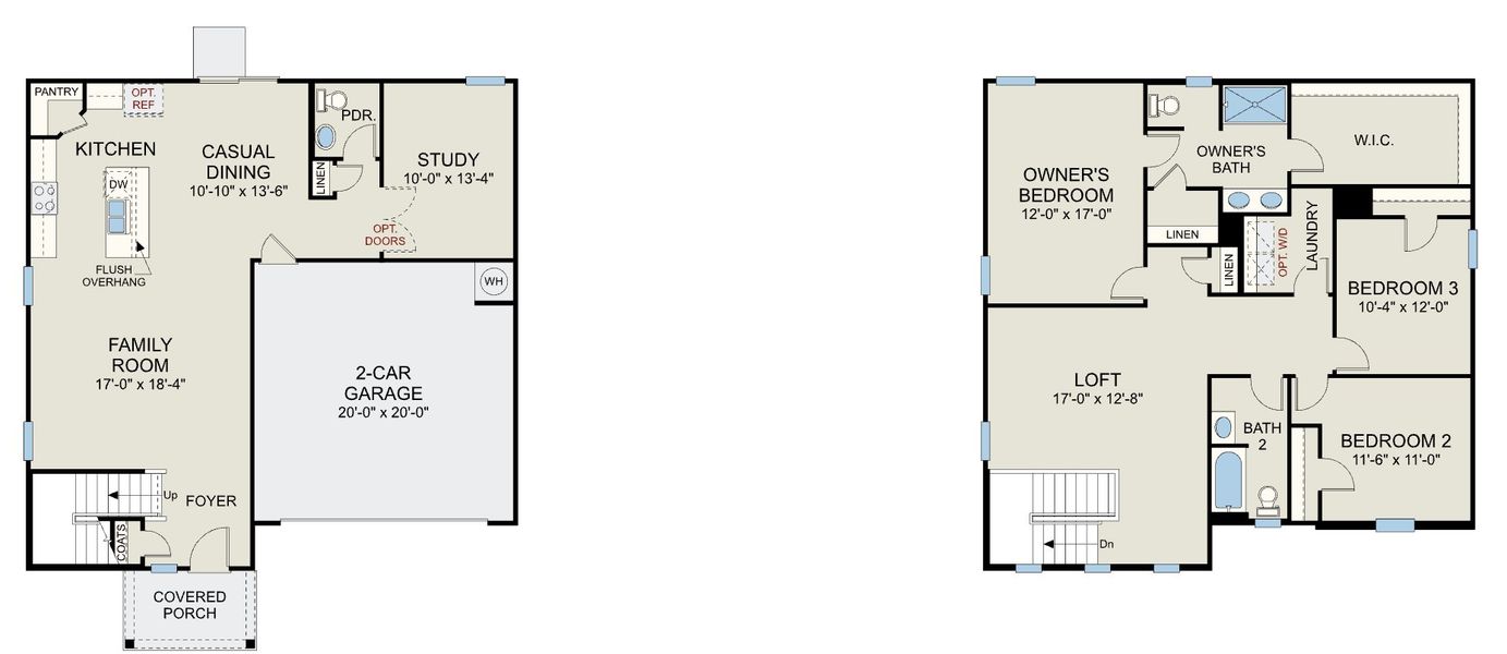 2D floor plan layout for the Wayfare - Single Family Homes by Dream Finders Homes in McLean Landing, Cameron, NC (Image 3).