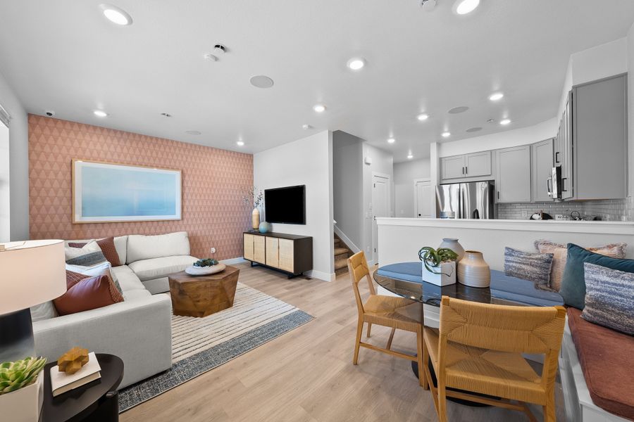 Representative furnished interior of a home built from the Backcountry by Taylor Morrison in Trailstone Townhomes - The Westerly Collection, Arvada (Image 4).