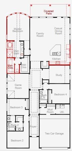 2D floor plan layout of this home in Bridgeland 55', Cypress, TX (Image 4). 2D floor plan layout of this home in Bridgeland 55', Cypress, TX (Image 4).