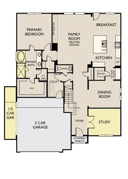 2D floor plan layout of this home in Sunterra Lakes, Brookshire, TX (Image 5).
