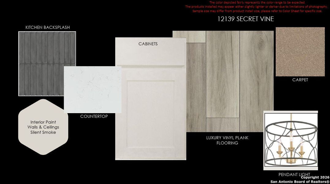 Sample of building materials used in homes in The Crossvine, Schertz (Image 4).