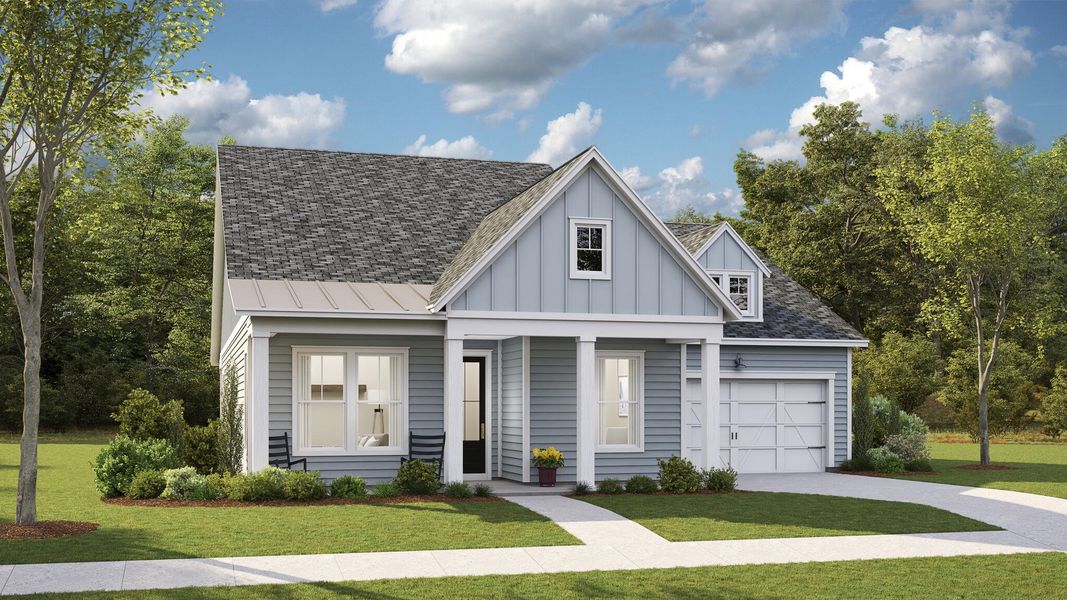 Front exterior of a new home in Carnes Crossroads, Summerville, SC, highlighting curb appeal (Image 2).