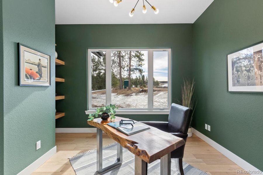 Built- in book shelf with great views