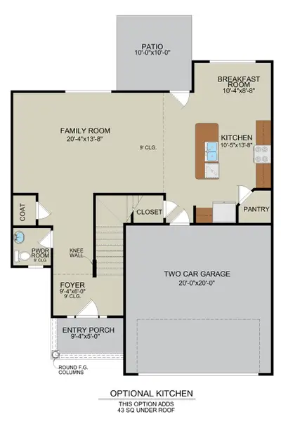 Kiawah – Optional Kitchen and First Floor Plan