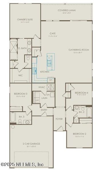 2D floor plan layout of this home in Hyland Trail, Green Cove Springs, FL (Image 3).