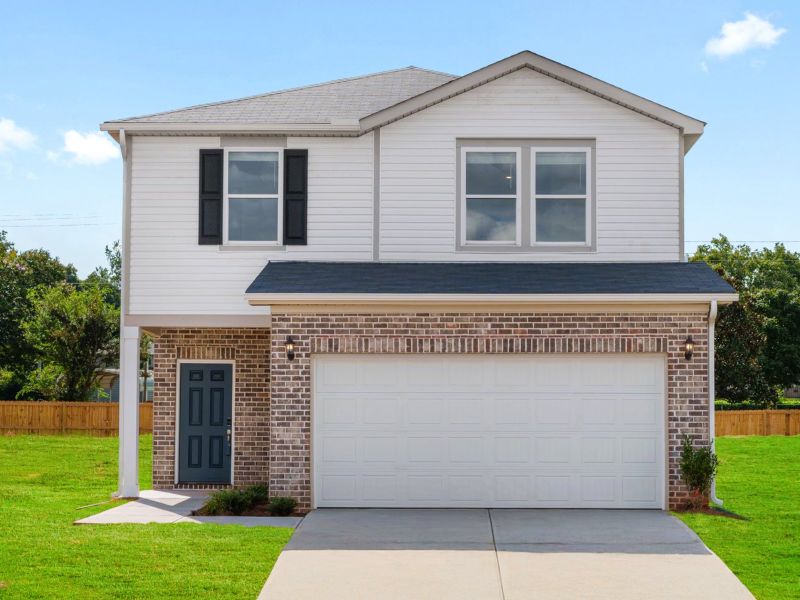 Front exterior of a new home in Pleasant Brook, Greenville, SC, highlighting curb appeal (Image 1). Front exterior of a new home in Pleasant Brook, Greenville, SC, highlighting curb appeal (Image 1).