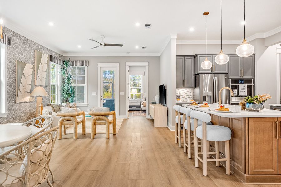 Representative furnished interior of a home built from the Anfield by Fischer Homes in The Villas at Longleaf Park, a Watersound Origins® community, Inlet Beach (Image 6).