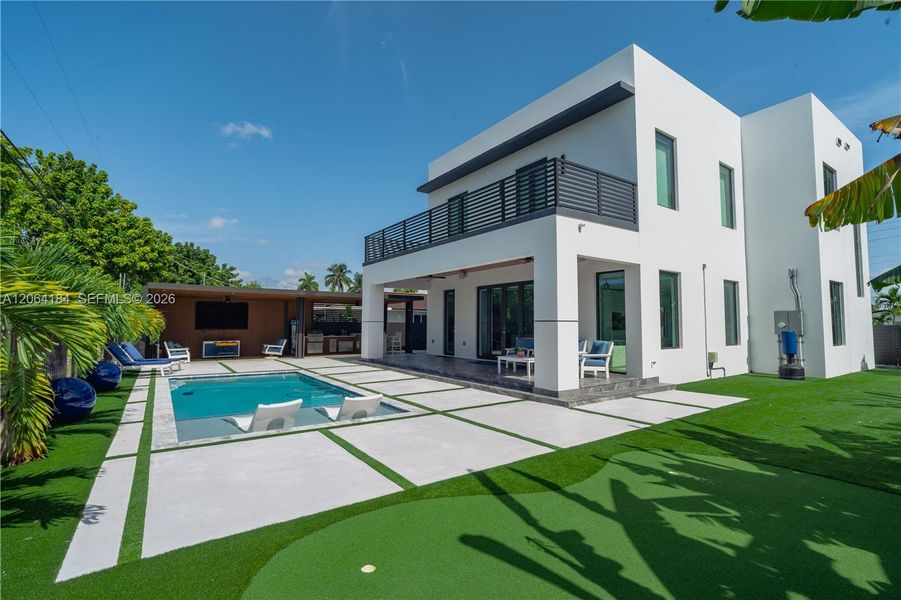 Exterior details and patio area of a home in , Miami (Image 3). Exterior details and patio area of a home in , Miami (Image 3).