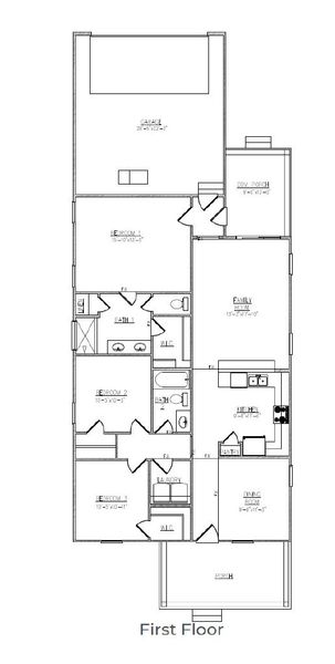 2D floor plan layout for the Belmar by D.R. Horton in Altama, Brunswick, GA (Image 3).