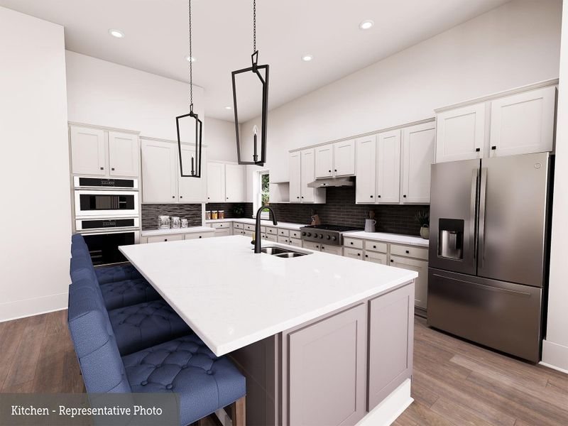 EXAMPLE PHOTO: Quartz counters at this oversized island! EXAMPLE PHOTO: Quartz counters at this oversized island!