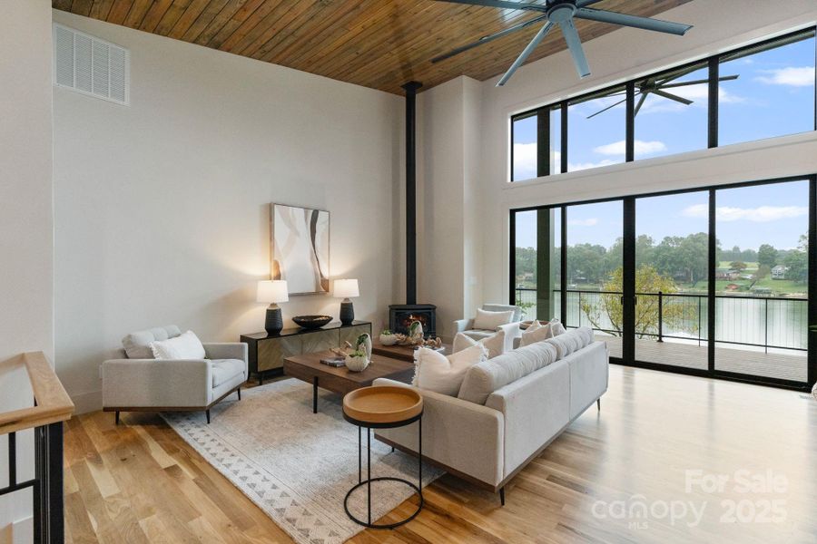 Large telescoping sliding doors offer scenic views Large telescoping sliding doors offer scenic views