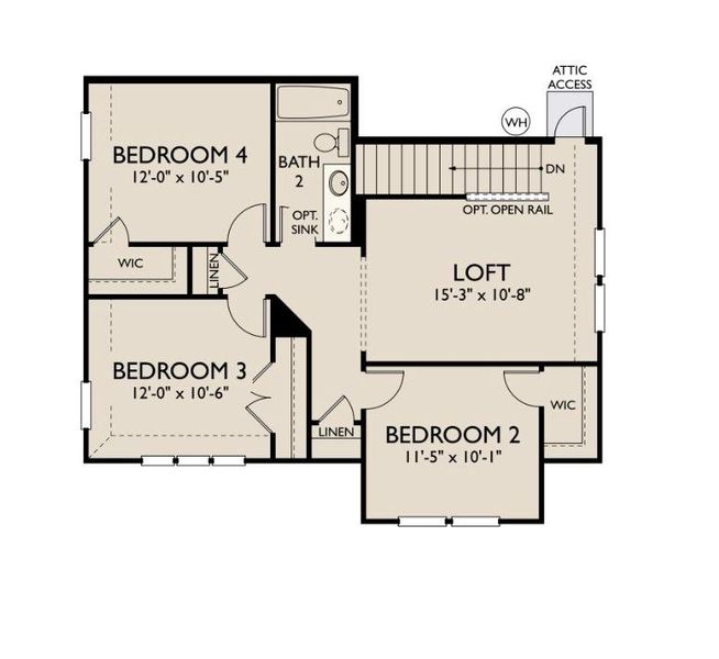 2D floor plan layout of this home in Patterson Ranch, Georgetown, TX (Image 5).