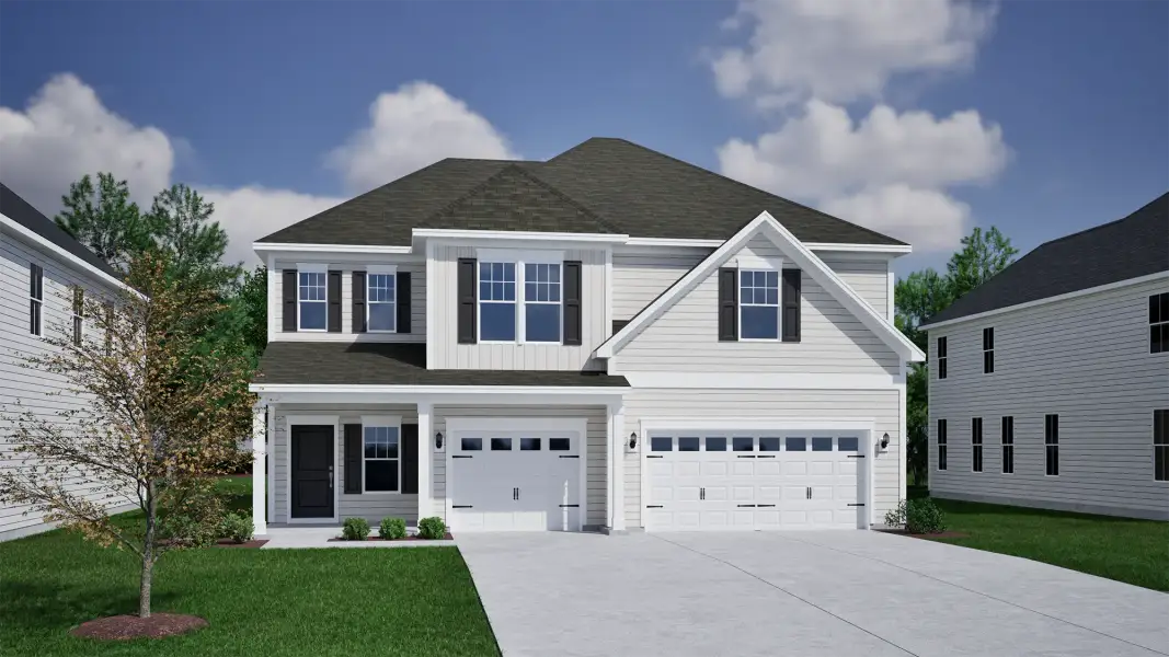 Representative exterior photo of a completed home built from the Warwick II - Vanguard Collection by Mungo Homes in Scotts Hill Village, Wilmington, NC (Image 14).