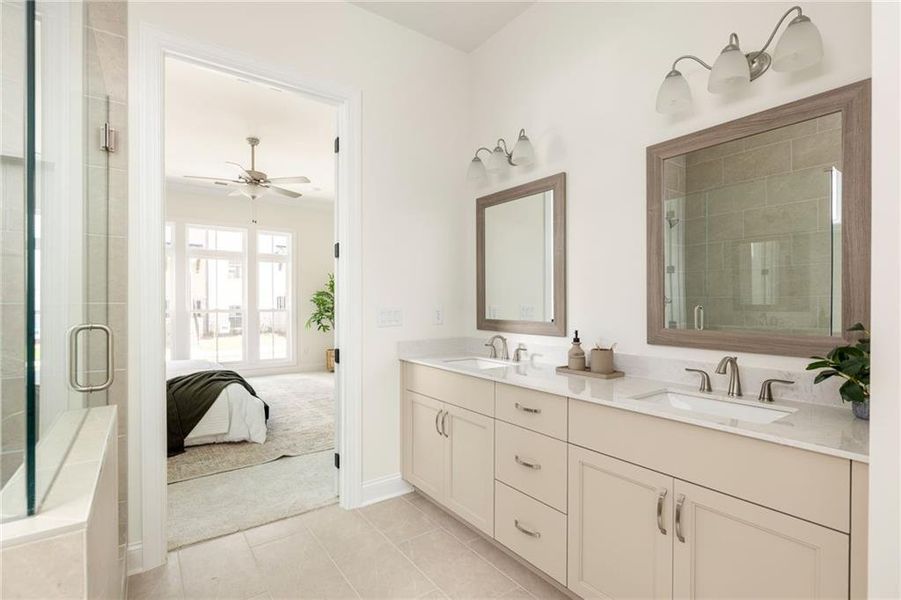 Furnished interior view inside a new home in Evanshire Single Family, Duluth (Image 32). Furnished interior view inside a new home in Evanshire Single Family, Duluth (Image 32).