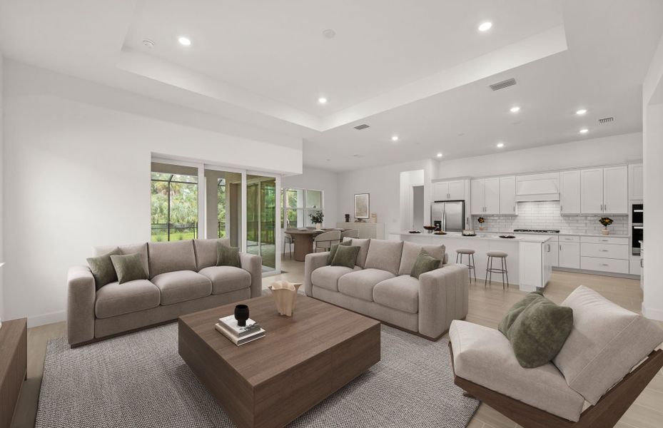 Furnished interior view inside a new home in Del Webb Oak Creek, North Fort Myers (Image 9). Furnished interior view inside a new home in Del Webb Oak Creek, North Fort Myers (Image 9).