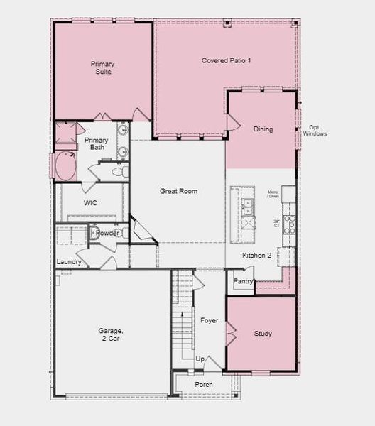 Additional highlights include: gourmet kitchen, an extended back patio, a tub in the primary bathroom, and a study in place of a formal dining room Additional highlights include: gourmet kitchen, an extended back patio, a tub in the primary bathroom, and a study in place of a formal dining room