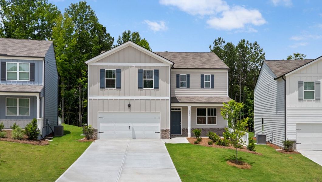 Representative exterior photo of a completed home built from the Galen by D.R. Horton in Oconee Overlook, Gainesville, GA (Image 1). Representative exterior photo of a completed home built from the Galen by D.R. Horton in Oconee Overlook, Gainesville, GA (Image 1).