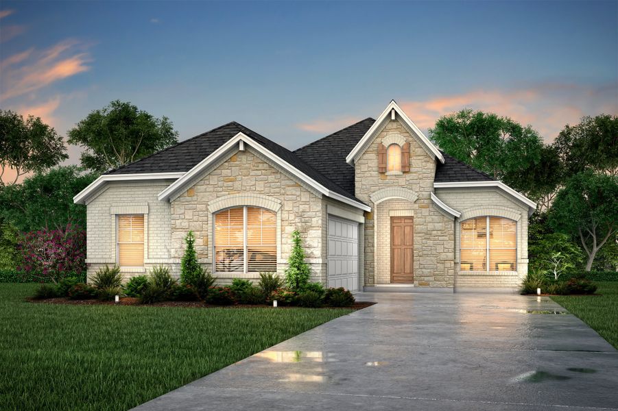 Representative exterior photo of a completed home built from the Paterson by John Houston Homes in BridgeWater - Phase 1, Midlothian, TX (Image 1).