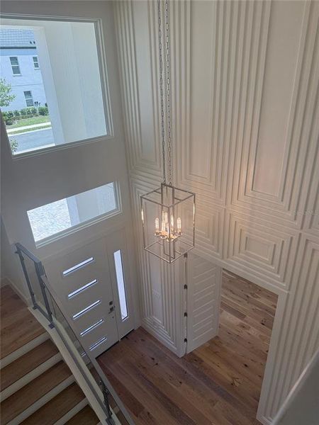 Foyer, Foyer Light & Two-Story Trim Detail Wall