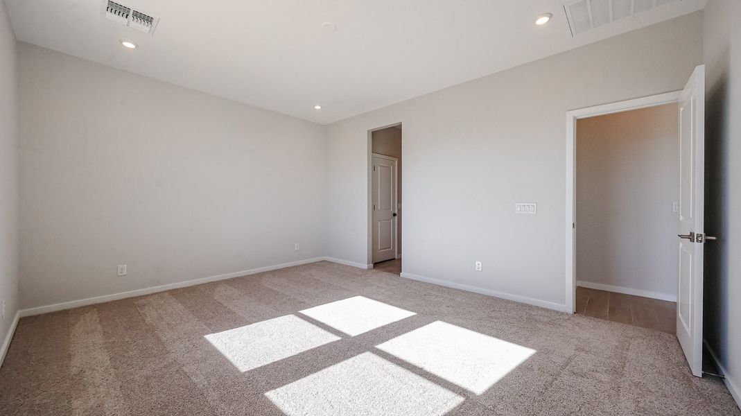 A room with a rug and doors. A room with a rug and doors.