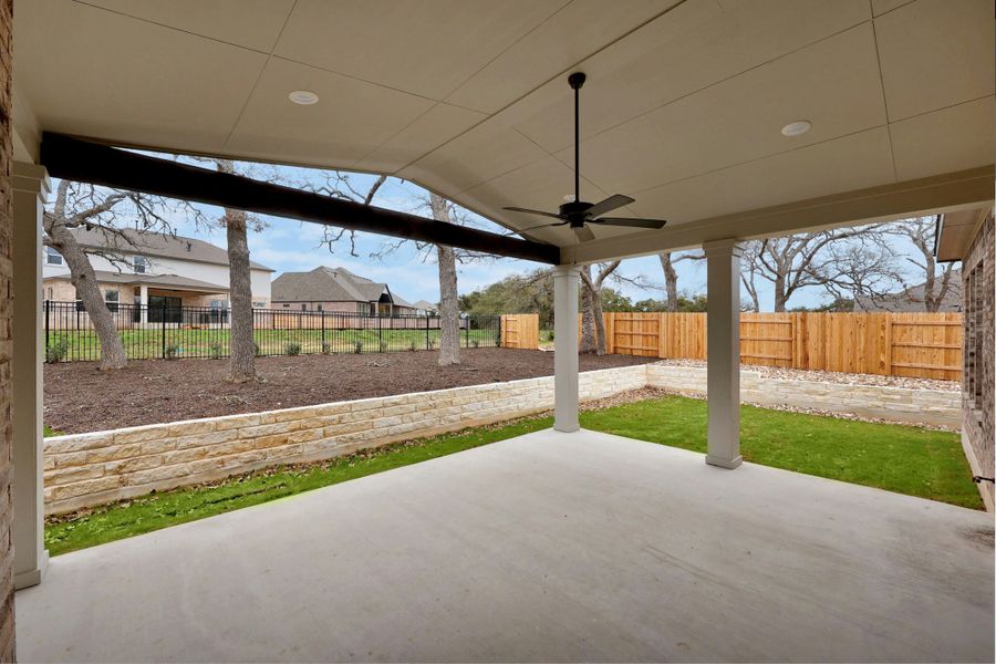 Exterior details and patio area of a home in Caliterra, Dripping Springs (Image 21).