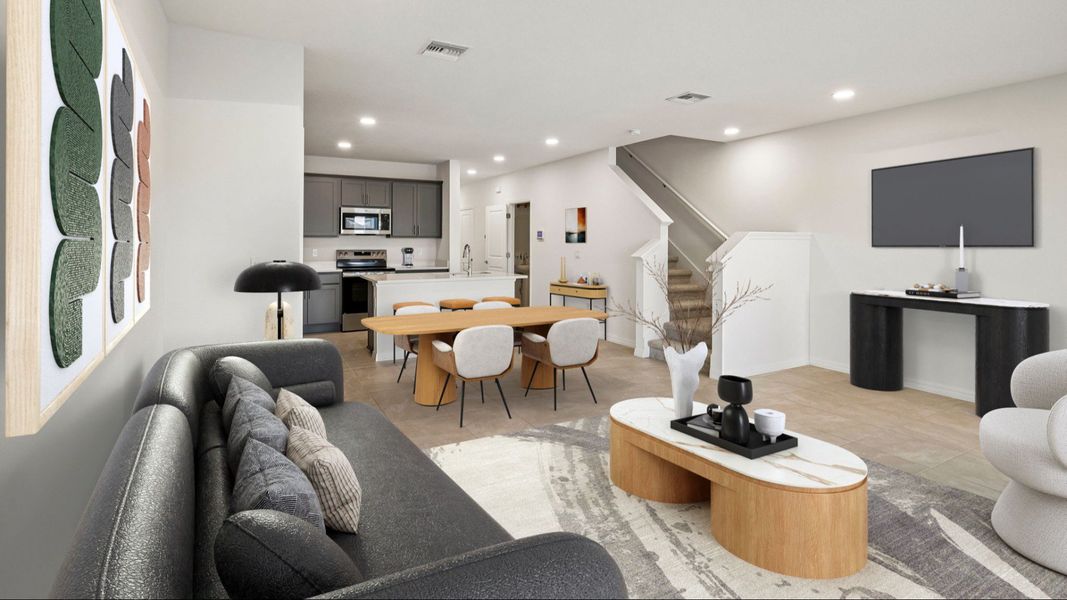 The Virtually Staged  Living and Dining Room