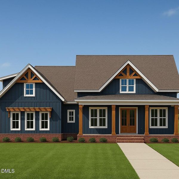 Front Elevation B - Rendering (Blue w Wo
