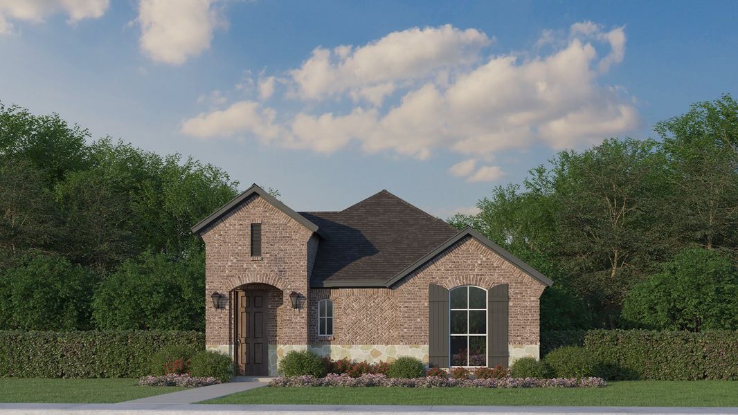 Plan 1450 Elevation A with Stone Plan 1450 Elevation A with Stone