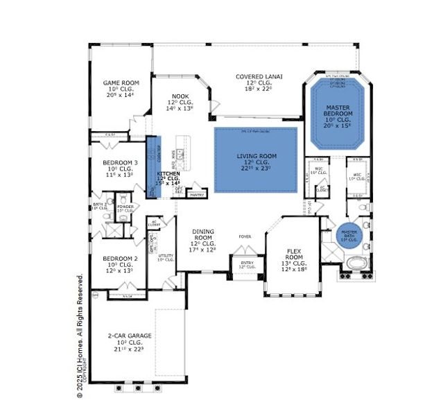 2D floor plan layout for the Isabella - Estate Series | 125' Wide Lots by ICI Homes in Prestwick Estates, Ormond Beach, FL (Image 3).