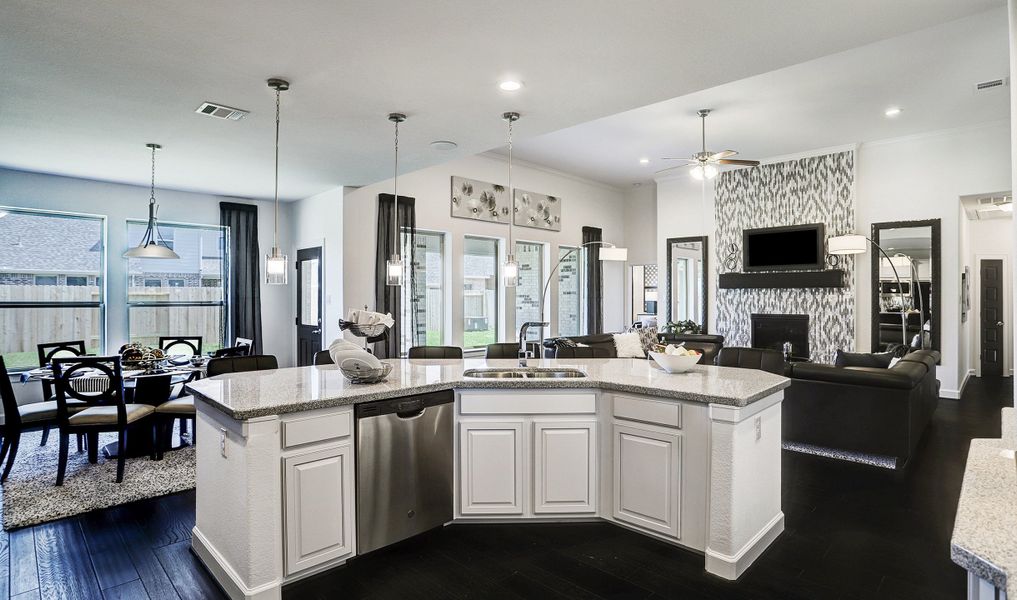 Kitchen overlooks great room