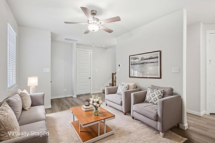 Furnished interior view inside a new home in Spring Brook Village - City Series, Houston (Image 3). Furnished interior view inside a new home in Spring Brook Village - City Series, Houston (Image 3).