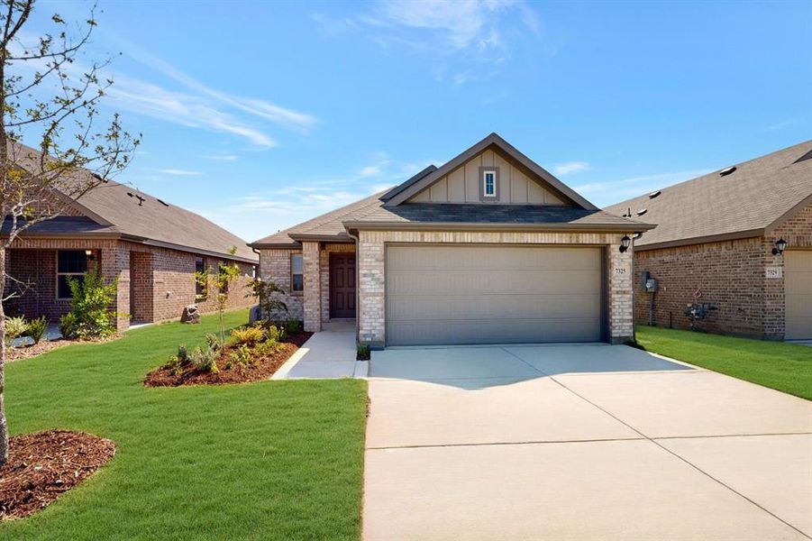 Front exterior of a new home in Meadow Park, Denton, TX, highlighting curb appeal (Image 17).