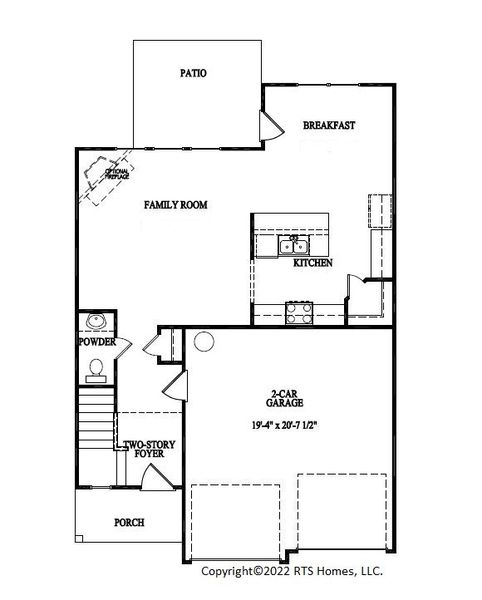 2D floor plan layout for the The Ryon by RTS Homes in The Pointe at Villages on Marne, Hinesville, GA (Image 5).