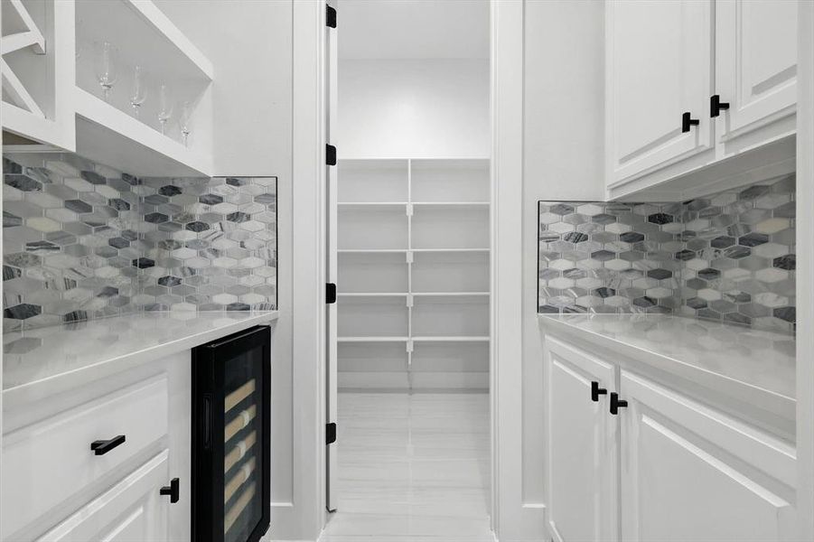 Storage area with beverage cooler Storage area with beverage cooler