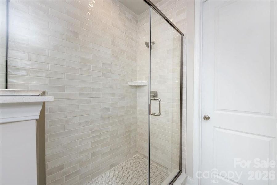 Walk-In Shower With Tiled Walls and Floor Pan Walk-In Shower With Tiled Walls and Floor Pan
