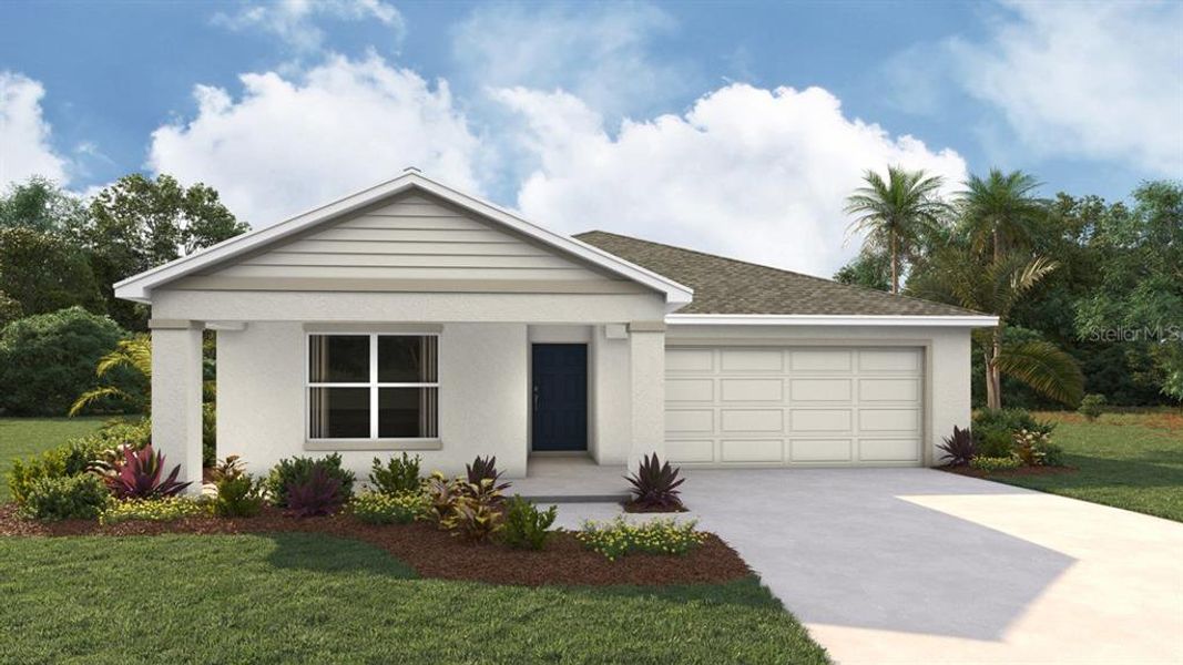 Front exterior of a new home in Sandal Key, Weeki Wachee, FL, highlighting curb appeal (Image 1).