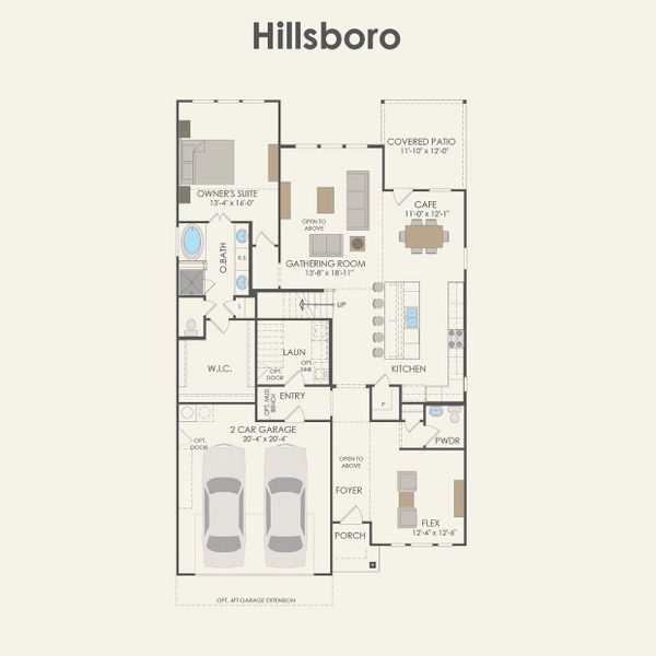 2D floor plan layout for the Hillsboro by Pulte Homes in Blue Creek Trails, Richmond, TX (Image 4). 2D floor plan layout for the Hillsboro by Pulte Homes in Blue Creek Trails, Richmond, TX (Image 4).