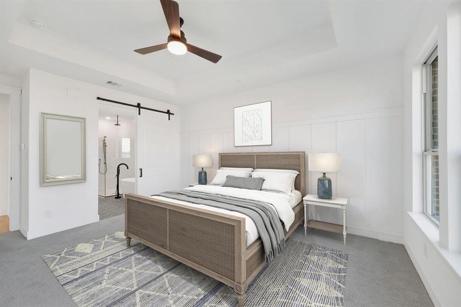 Furnished interior view inside a new home in Kreymer at the Park, Wylie (Image 32). Furnished interior view inside a new home in Kreymer at the Park, Wylie (Image 32).