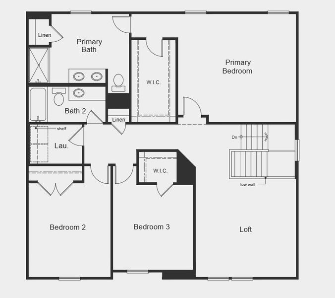 2D floor plan layout for the Plan 2338 by KB Home in Utley Farms, New Hill, NC (Image 5).