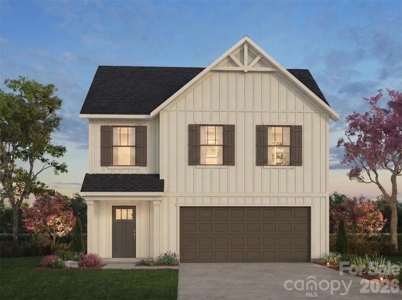 Front exterior of a new home in Autumn Ridge, High Shoals, NC, highlighting curb appeal (Image 1). Front exterior of a new home in Autumn Ridge, High Shoals, NC, highlighting curb appeal (Image 1).