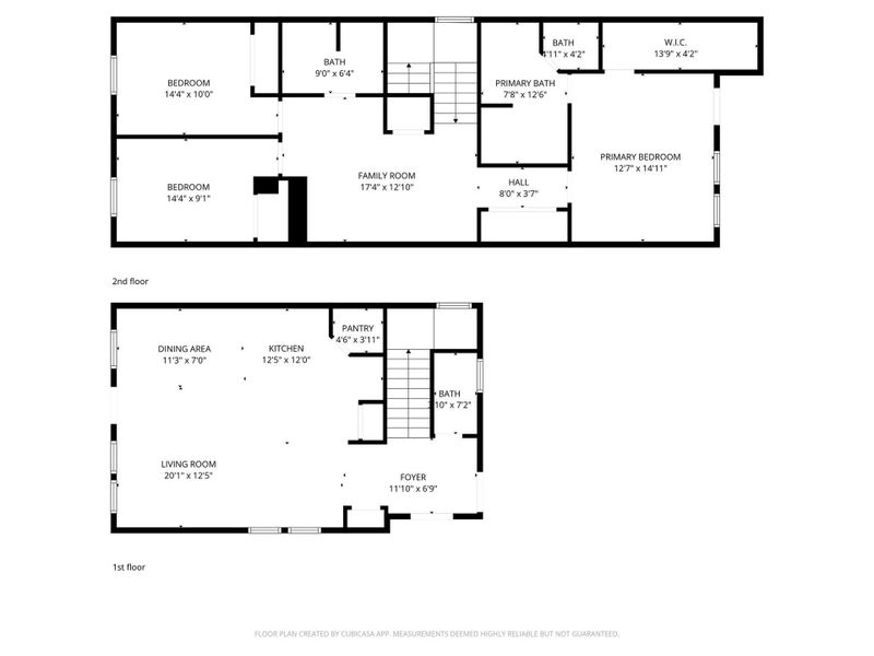 Thoughtfully designed two-story layout featuring open-concept living on the first floor with a spacious living room, dining area, and kitchen, plus a convenient half bath and pantry. Upstairs offers a versatile family room, three secondary bedrooms, and a well-positioned primary suite with walk-in closet and private bath, creating a functional and balanced floor plan ideal for both everyday living and entertaining.