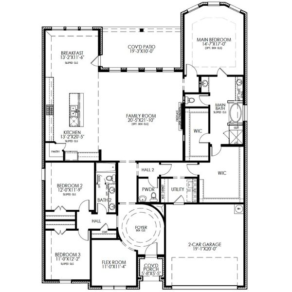 2D floor plan layout for the The Bryce by Lillian Custom Homes in Westside Preserve, Midlothian, TX (Image 4).
