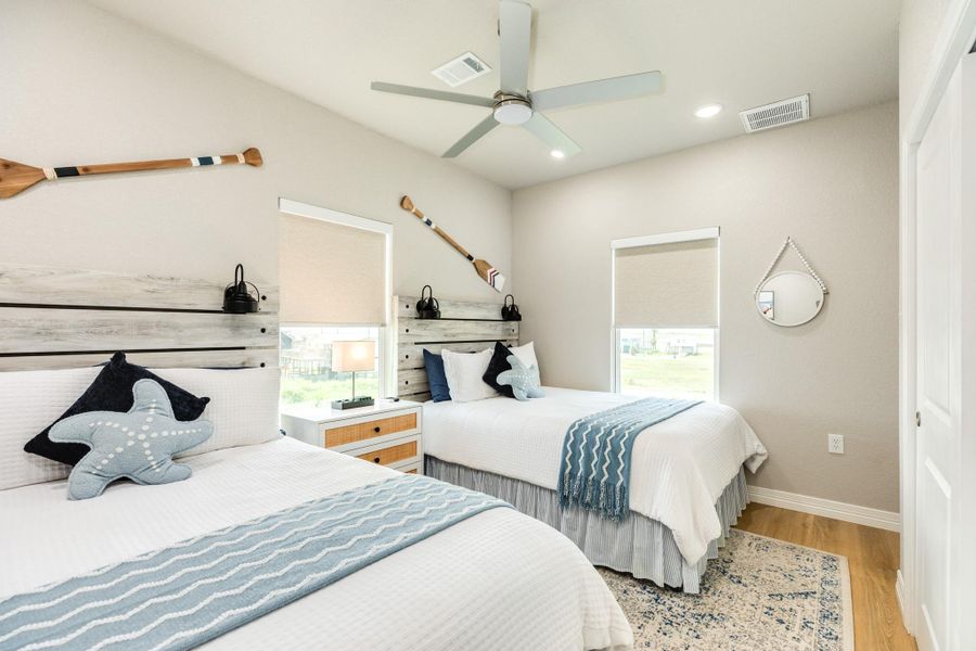 Well-appointed guest room offers a bright, airy layout with stylish finishes and ample space for overnight visitors.