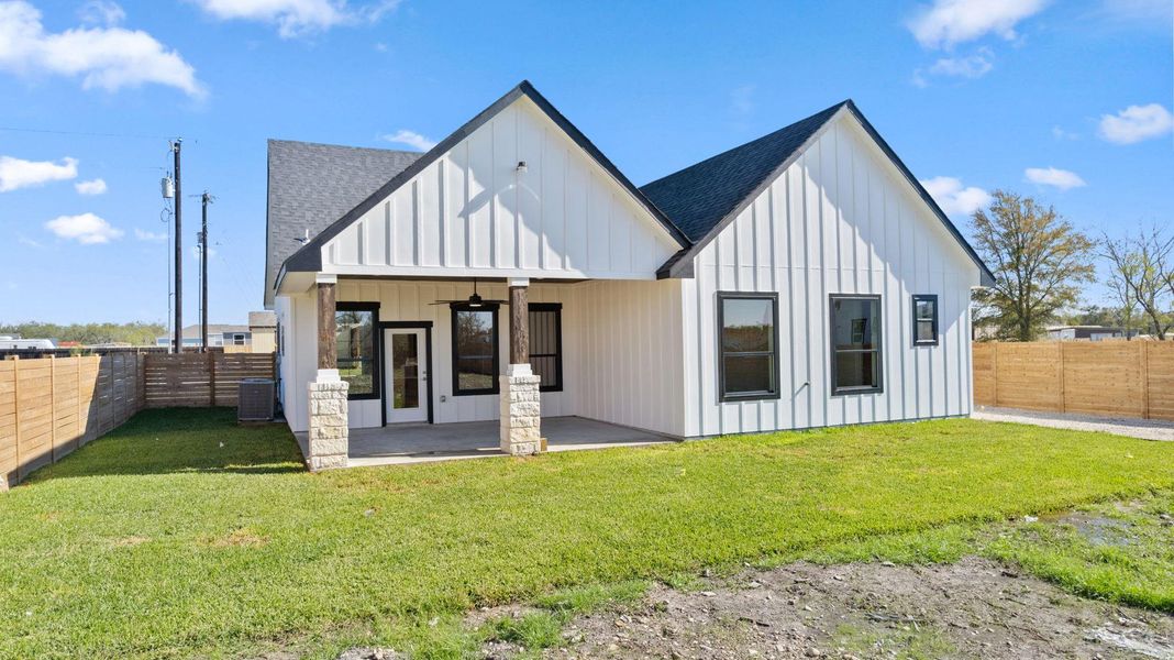 Exterior details and patio area of a home in , Dale (Image 3).