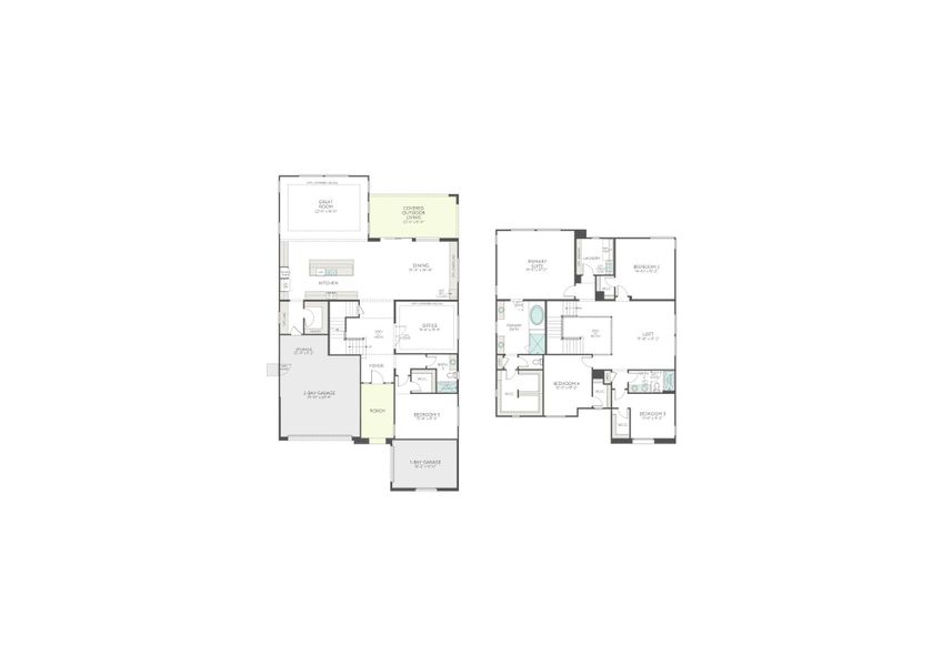 2D floor plan layout for the Ventana Plan 4507 by Tri Pointe Homes in Soleo, San Tan Valley, AZ (Image 5).