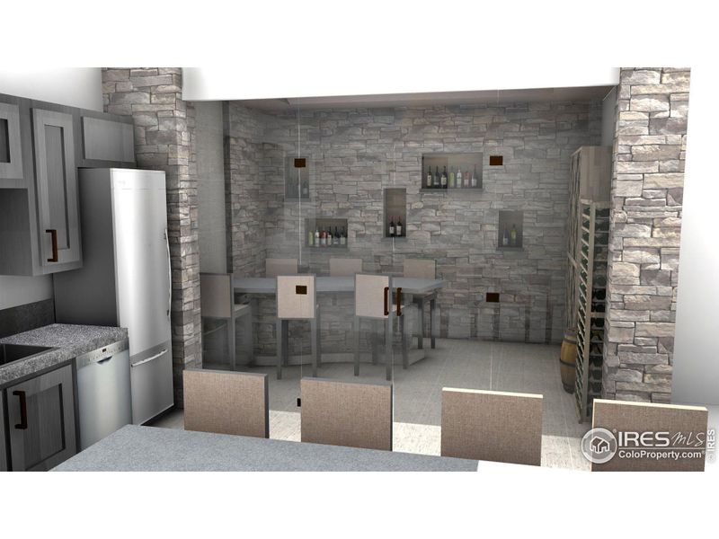 Rendering of Wine Cave in Walk-out Basement