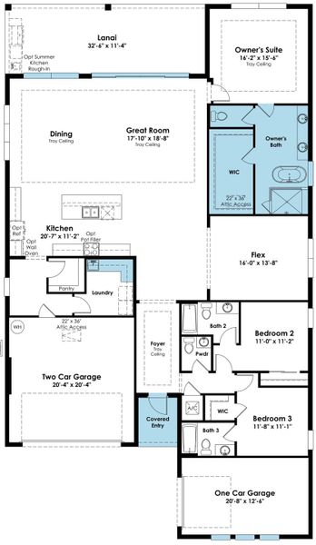 2D floor plan layout of this home in Cresswind at Hammock Oaks, Lady Lake, FL (Image 5).