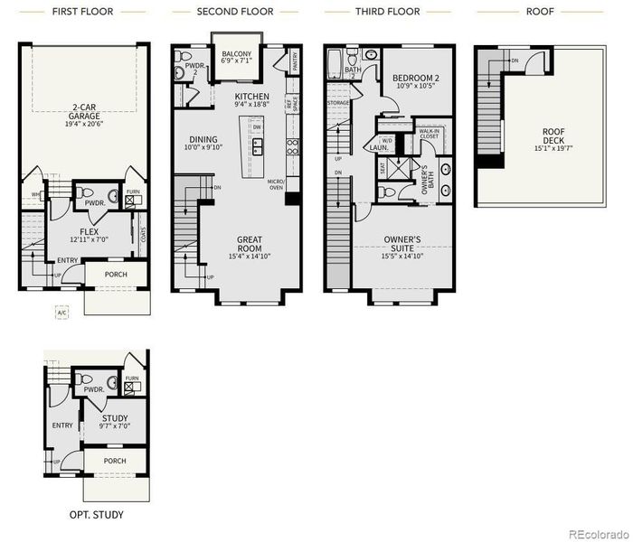 2D floor plan layout of this home in Dillon Pointe - Skyview, Broomfield, CO (Image 3).