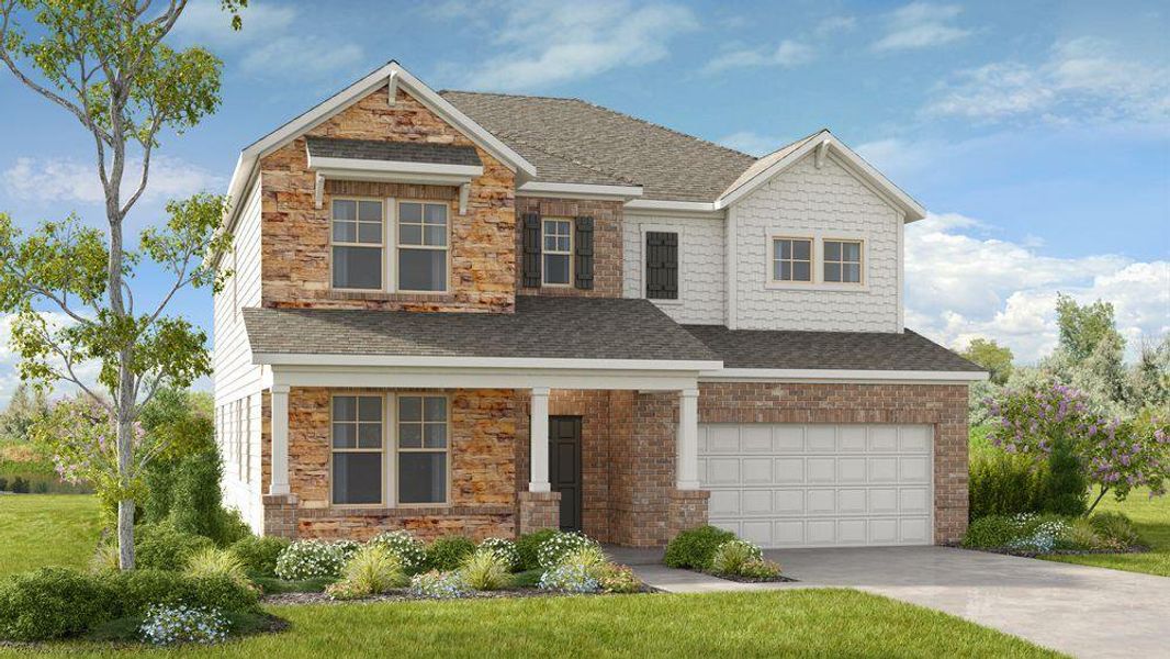 Front exterior of a new home in Bailey Fence, Dacula, GA, highlighting curb appeal (Image 1).